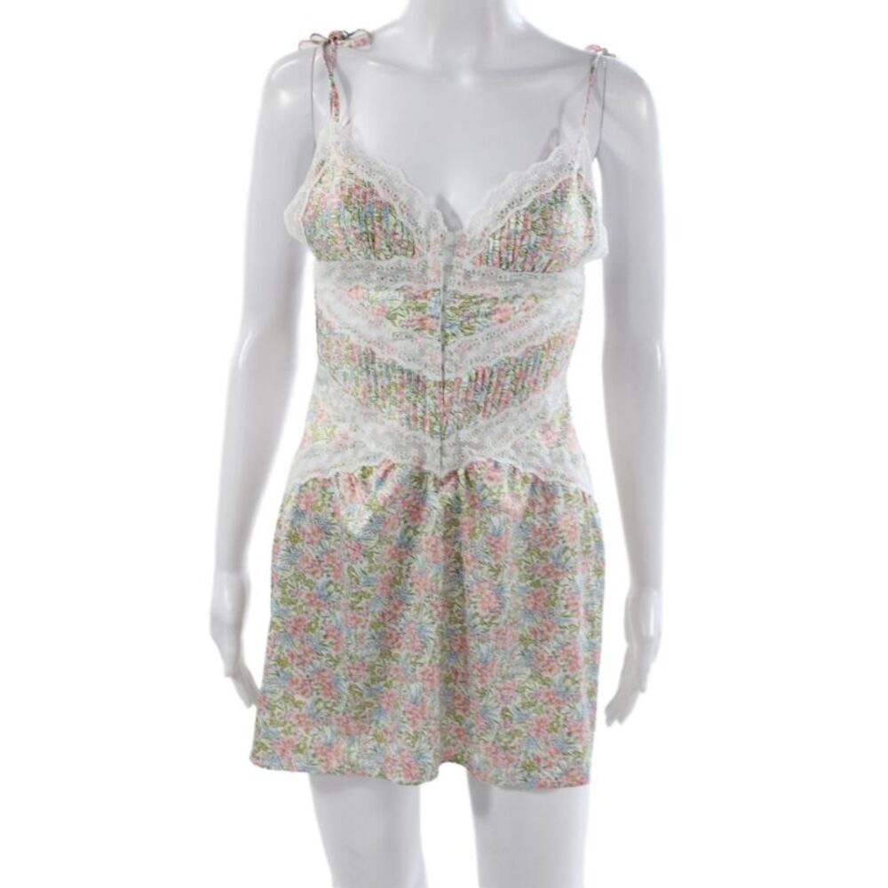 For Love & Lemons Womens Floral Mini V-Neck Sleeveless Dress Multicolor Size S
